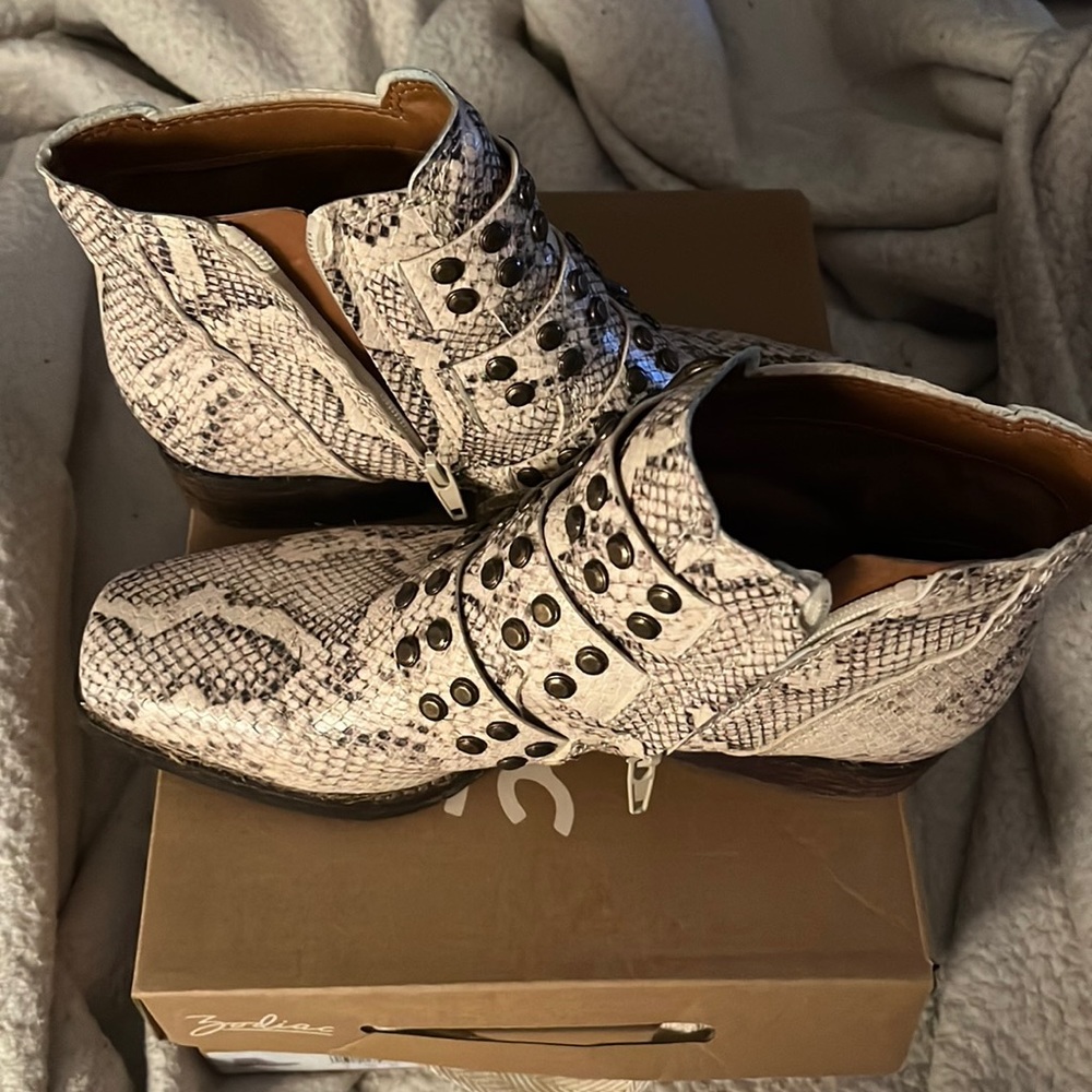 Zodiac Adele birch snake print ankle boot